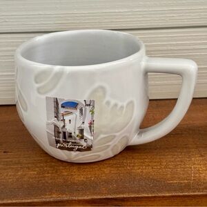 NEW Sublime Handcrafted White Glaze Flower Stoneware Coffee Mug MADE IN PORTUGAL